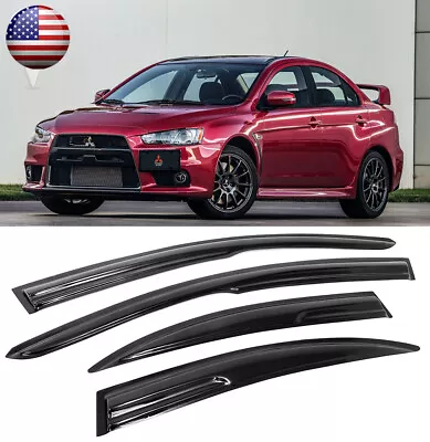 3D Window Visor Deflector Sun Vent Rain Wind Guard Shade Fit 08-17 Lancer Evo • $49.99