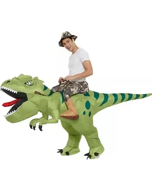 Inflatable Costume Dinosaur Riding T Rex Air Blow Up Funny Party Halloween Costu • $31.99