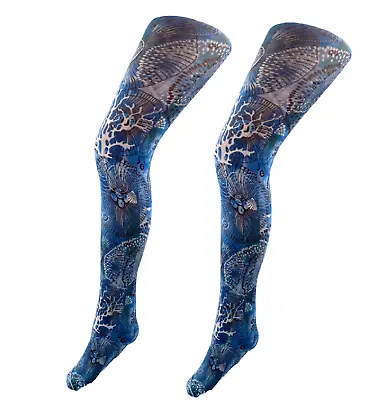 Snake Tights Print Ladies Blue Sea Life Over The Knee Socks Vintage OTKS Pop • £14.11