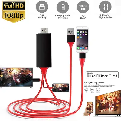 £7.98 • Buy For Apple IPhone 8 Pin USB To HDMI Digital TV AV 1080P Adapter Audio Video Cable