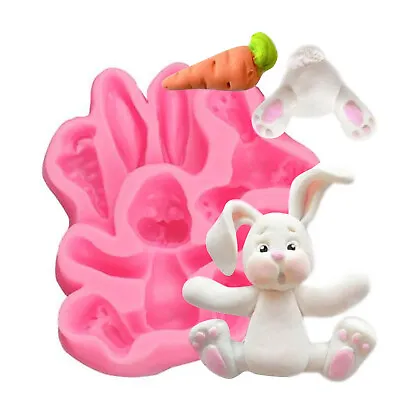 Easter Rabbit Silicone Fondant Mold Bunny Ears Chocolate Molds  Cake Decorating • $5.51