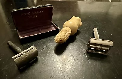 Lot Of Vintage Shaving Items: Gillette Fat Boy Adjustable Razor Ever-ready Brush • $50