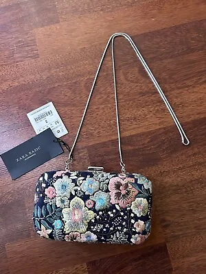 NWT W/ Defect Zara Basic Embroidery Embellish Box Clutch Bag MINAUDIÈRE • $60