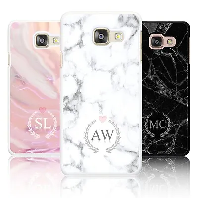 Personalised MARBLE INITIALS Case Samsung GALAXY A5 A20e A40 A50 A70 A90 Cover • £6.95