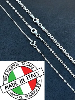 Real Solid 925 Sterling Silver Anchor Cable Chain Rolo Necklace 1mm - 3mm ITALY • $20.50