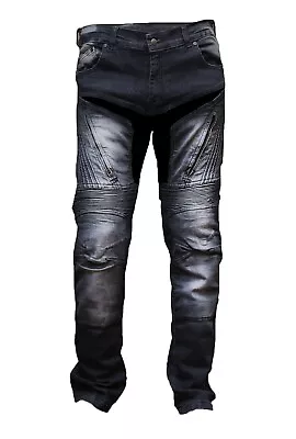Men's Motorcycle Jeans Denim Stretch Panels Motorbike Pants Protective Trousers • £39.99