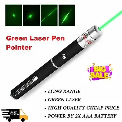 Professional Beam Laser Green Pen Pointer 1mw Powerful 50miles Lazer Dog Cat Pet • £3.35