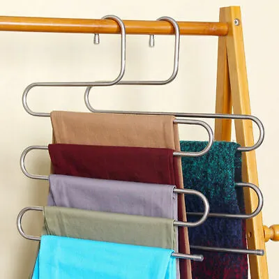 Trousers Hanger 5 Layers S Shape Pants Scarf Hanger Holder Closet Space Saver • $6.20