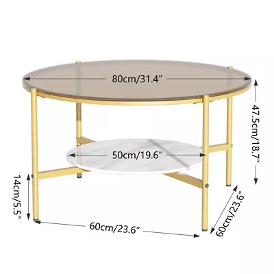 Artloge 2-Tier High Gloss Glass Coffee Table Aesthetic Centre Table Living Room • $125.93