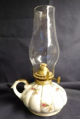 Vintage Miniature Moss Rose Oil Lamp W Finger Hole • $18