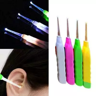 LED Light Ear Wax Remover Tweezer Flashlight Ear Pick Earpick Cleaner Curette • £2.99