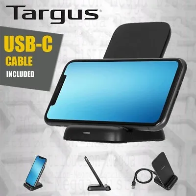 Targus 10w Wireless QI Charger Stand Dock+ USB-C Charging Cable | Samsung IPhone • £3.95