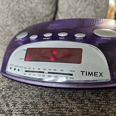 Timex Clear Nature Sounds Alarm Clock T235P Translucent Purple Working Vintage • $24.99