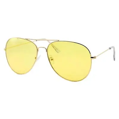 Mens Large Aviator Yellow Lens Sunglasses - Colored Tint Lens Driving Night Time • $12.99