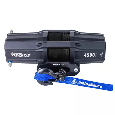 VIPER V2 4500lb ATV/UTV Winch Kit W/ 40 Feet BLACK AmSteel-BLUE Synthetic Rope • $379.99