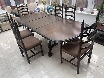 £299.99 • Buy Vintage Younger Wooden Dinning Room Table Extendable And 6 Chairs Set