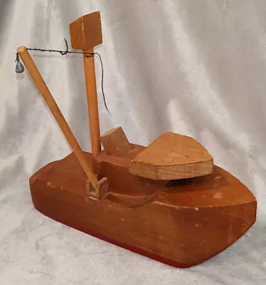 Vintage Handmade Wooden Fishing Boat Toy • $12