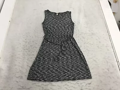 Merona Tank Dress Womens M Medium Heather Black Gray V Neck Stretch Drawstring • $2