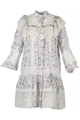 Zimmermann Floral Print Lace And Crepe Mini Dress Uk 8 • £93.50