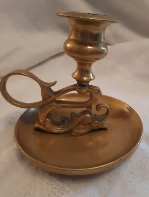 $29 • Buy Antique Dragon Devil Koi Fish Solid Bronze Brass Chamberstick Candle Holder
