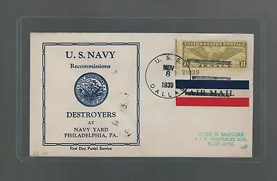 US Airmail Cover USS Dallas To Flint Michigan 1939 US Scott C17 Plate • $25
