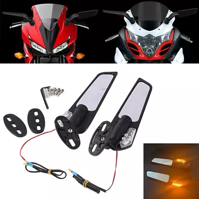 Motorcycle Mirrors W/ LED Turn Signal For Honda CBR600 1000RR Suzuki GSXR750 600 • $46.99