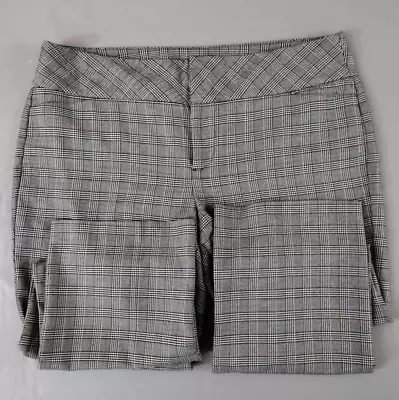 Elle Slacks Dress Pants Women's Size 16 Stretch Gray Check- Missing Button • $5