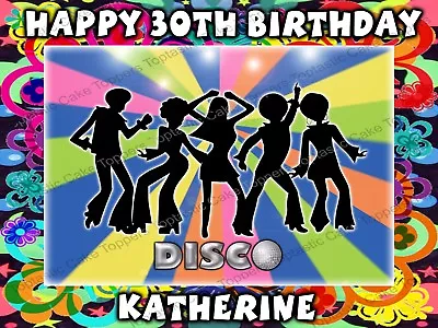 Personalised 70s Disco Edible Icing 1970s Birthday Party Cake Topper • £4.65
