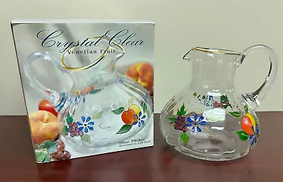 Crystal Clear Venetian Fruit 9oz Pitcher Trimmed In 22K Gold W/Box • $59.95