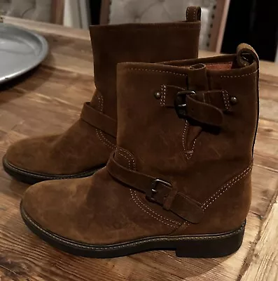 NEW- J Crew Biker Suede Boots Warm Chestnut Women’s Size 8 • $30