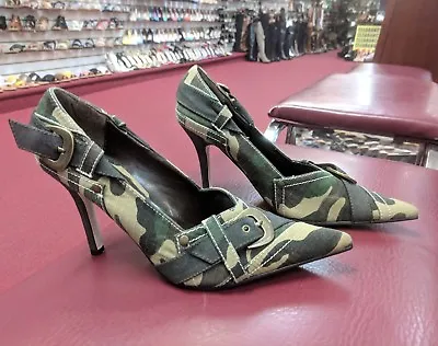 Sexy Camo Camoflauge Army Vintage Buckles Pointy Heels #navi-64a • $24.99