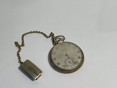 Vintage 1940s Art Deco Bulova Pocket Watch Working With Chain And Clip *Engraved • $129.99