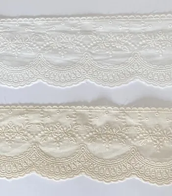 Cotton Embroidered Lace Fabric Trim 1 Yard Width 8 Cm • £4.48