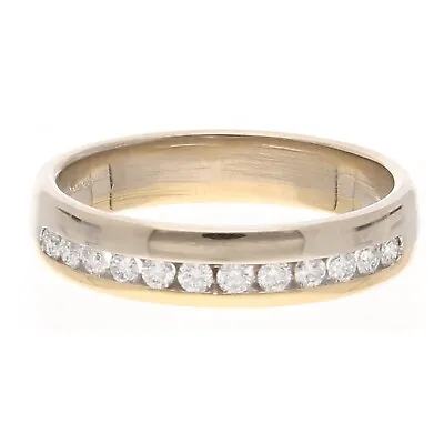 $834.98 • Buy 18Carat Yellow & White Gold 0.25ct Diamond Wedding Band (Size N) 4mm Wide