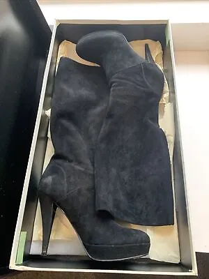 MODERN VINTAGE Andrea Black Suede Knee High Platform Boots 38.5/8.5 With Box • $40