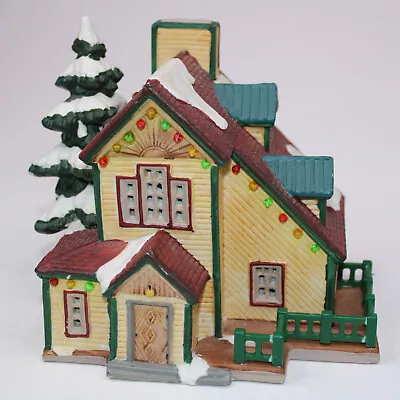 Lemax Christmas Village House Brown Roof Holiday Lights Tree Snow Vintage 1997 • $14.50