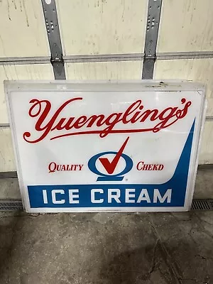 Vintage Yuengling Ice Cream Quality Chekd Hard Plastic Sign 53” X 40” • $395