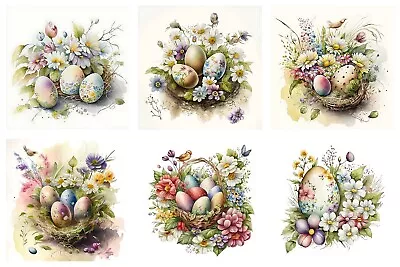 Handmade Vintage Watercolor Easter Egg Collage 8x10 Craft Cotton Fabric Block • $14.80