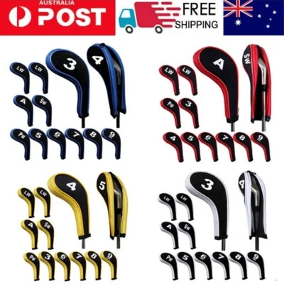 $21.59 • Buy 12PCS Zipper Neoprene Golf Clubs Iron Head Cover Protector Putter Headcover AU