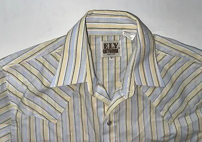 Ely Cattleman Mens Small White Stripe Blue  Western Pearl Snap Shirt VGC • $15