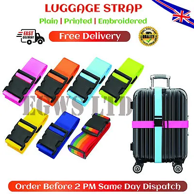 Personalised Luggage Straps Safety Suitcase Belt Custom Printed Or Embroidered • £3.49