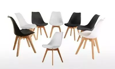 $242.99 • Buy Padded Retro Replica Dining Chairs Cafe Kitchen Beech Chair Cafe Kitchen Black/W