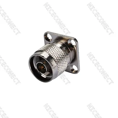 N Male Connector 4 Hole Panel Mount Type With Solder Cup Nickel Coax Connector • $2.10