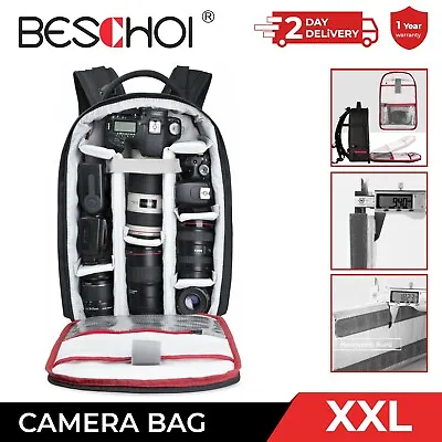 Beschoi PRO XXL Travel Camera Backpack Rucksack Bag For Canon Nikon Sony DSLR • £52.99