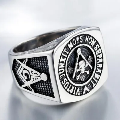 Men's Jewelry Masonic Skull Ring Stainless Steel Freemason Brother Rings Biker • $12.97