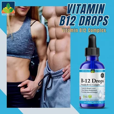 Vitamin B12 Sublingual Liquid Drops 1200mcg Natural Energy Booster (2 Oz) • $19.99