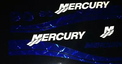 Mercury Outboard Blue Diamond Plate Decal Sticker Set  25 - 225 Hp Free Ship • $68.99