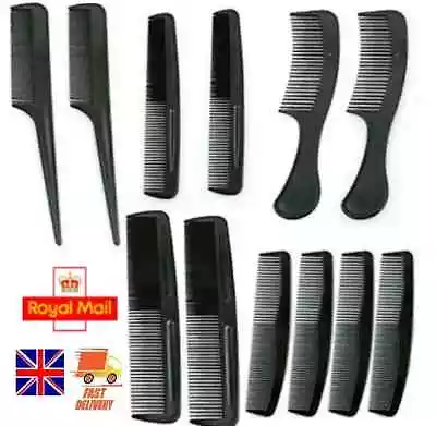 12 X Assorted Black Comb Set Hair Styling Hairdressing Salon Barbers Women Men • £3.14