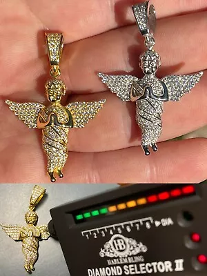 HipHop Praying Angel Pendant 925 Silver Gold Plated MOISSANITE Pass Diamond Test • $80.10