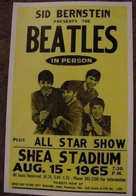 $39.75 • Buy THE BEATLES 1965 SHEA STADIUM 60's CONCERT POSTER Art NEW YORK JOHN LENNON RINGO